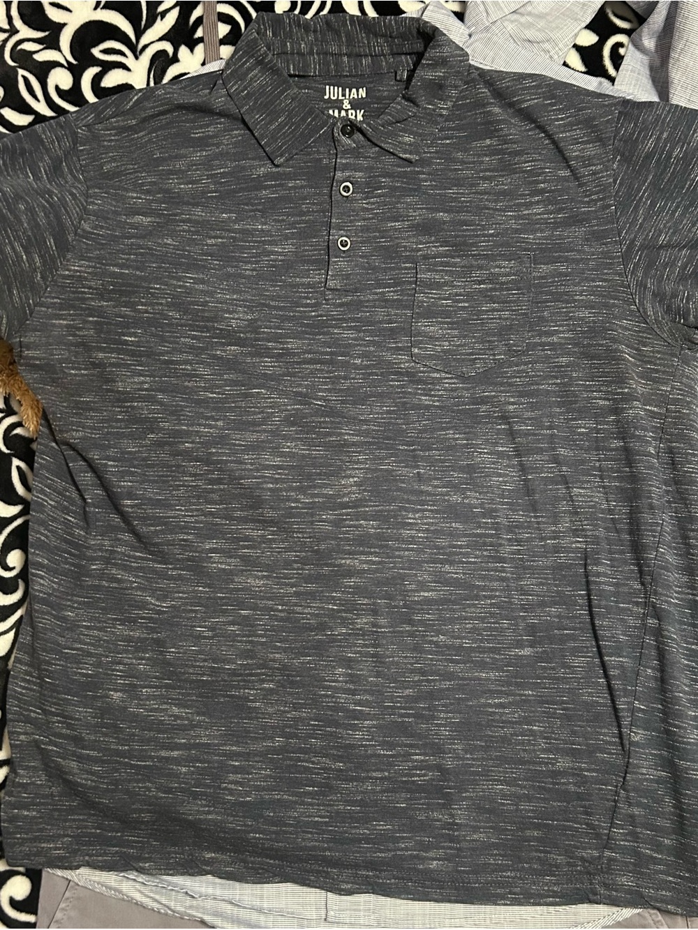 Julian & Shock Men's Space-Dyed Dark Gray Polo